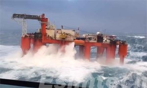 Oil Rigs Move in Bad Weather