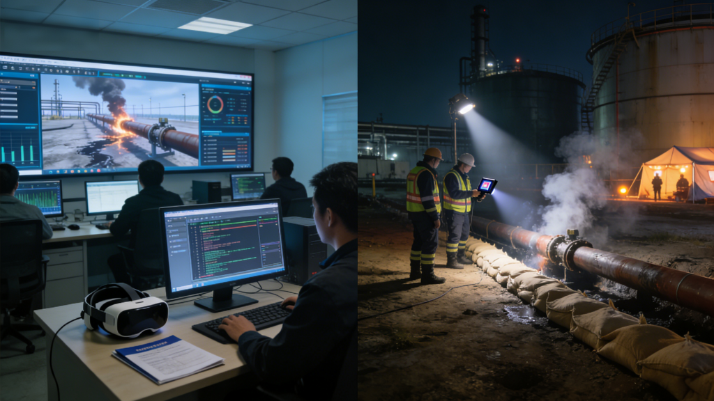 Differences between virtual emergency drill simulation systems and real emergency response scenarios