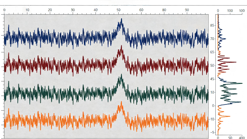 Composite well log showing gamma ray, resistivity, density, and neutron curves for reservoir evaluation