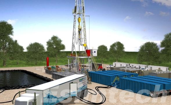 Oil rig drilling animation