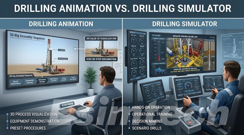 Drilling simulator vs drilling animation