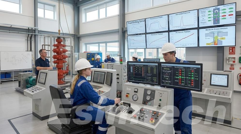 Students practicing well control on a drilling simulator