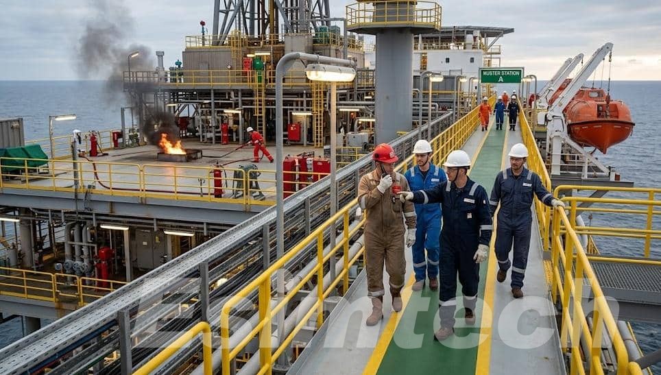 Oil rig emergency response and evacuation
